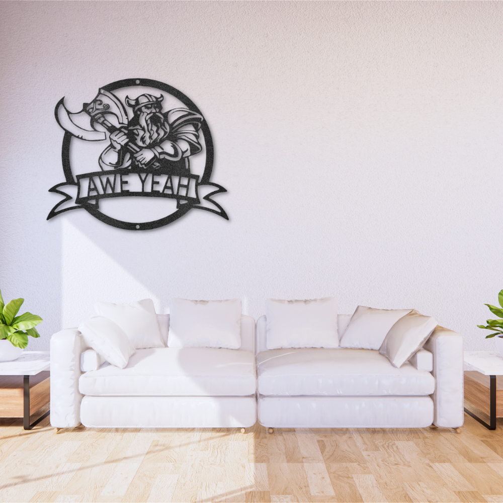 Fighting Viking Monogram - Steel Sign