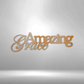 Metal Wall Art Design of the phrase 'Amazing Grace' as modern home decor. Available in the color copper