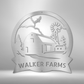 Metal wall art sign of a barn farm house with a custom family name. Hang this as home decor on your wall. The picture shows the custom steel sign in the color silver