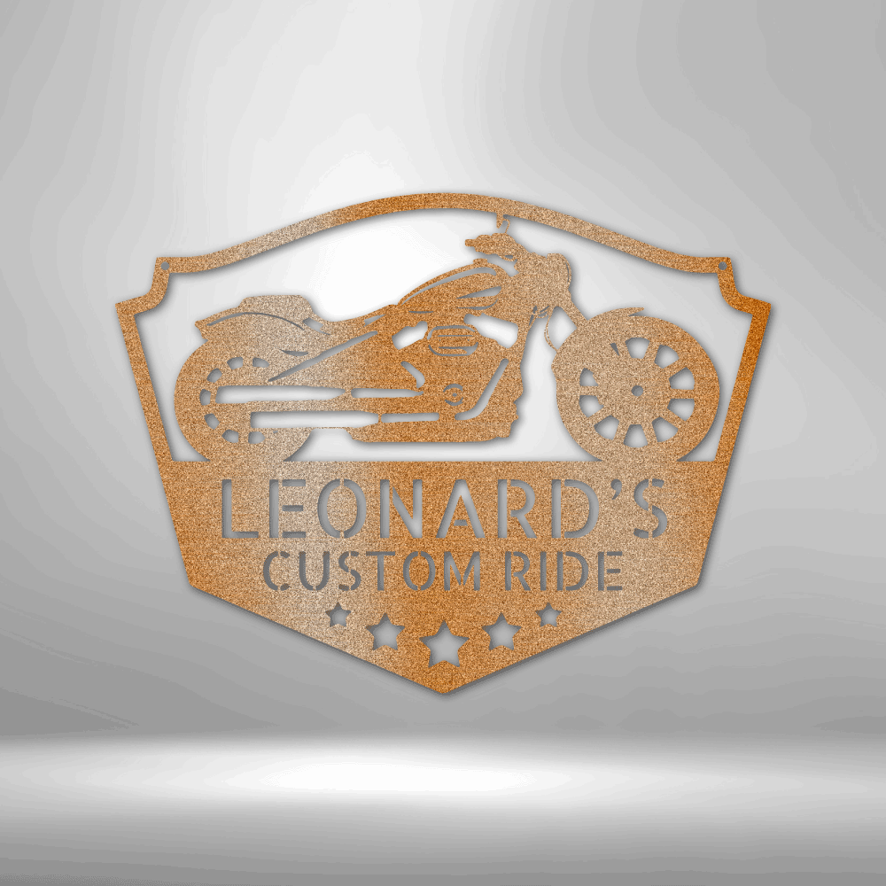 Chopper with two rows of characters and 5 stars in the color copper