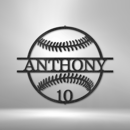 Name and Number Baseball - Custom Metal Sign