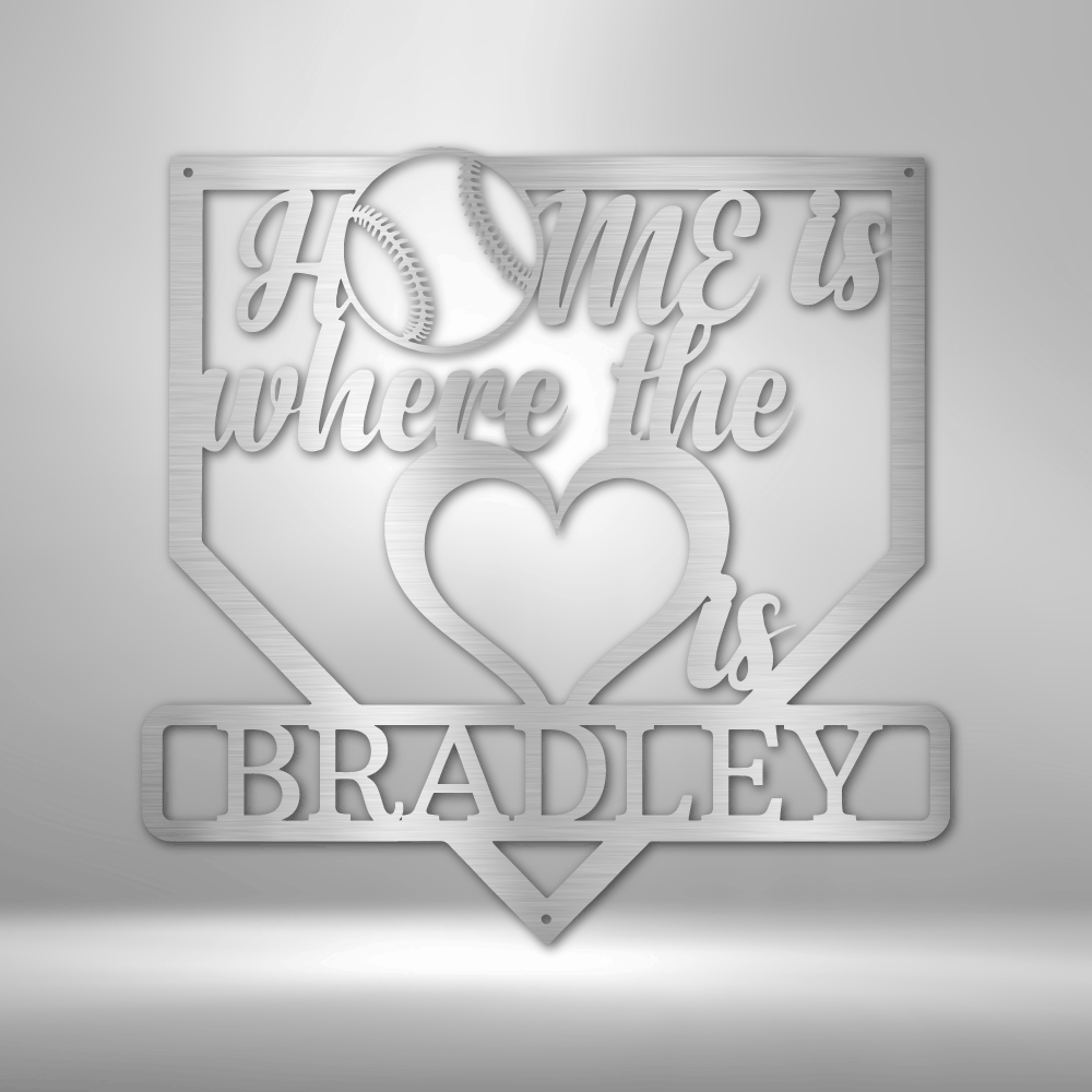 Home Heart Baseball - Custom Metal Sign