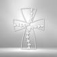 Metal wall art sign of a christian cross with a pattern of baseball stitches. This is a wall art design that you can use as a sports decor. This picture shows the steel design in the color white