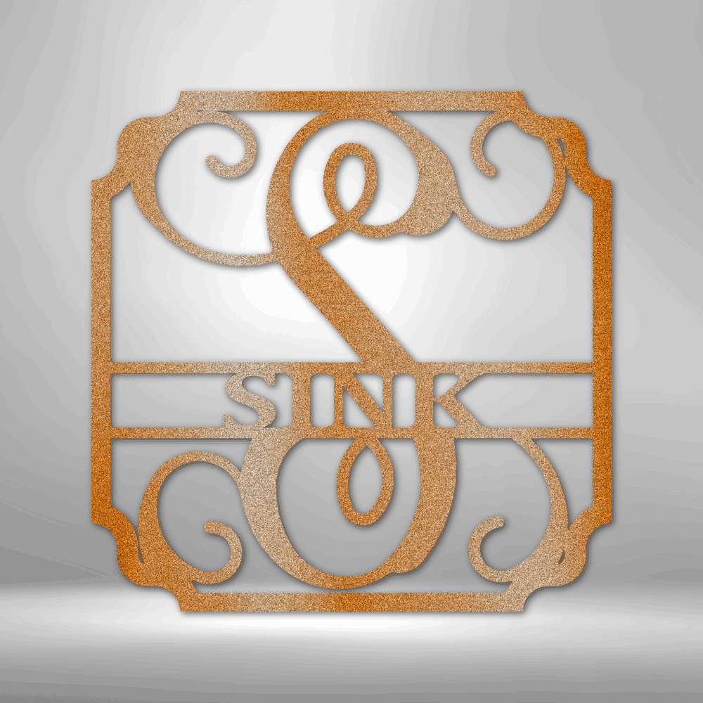 Steel Monogram with family name in the center 