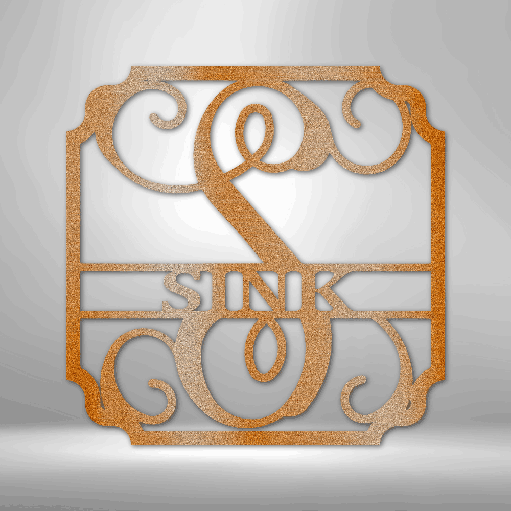 Steel Monogram with family name in the center