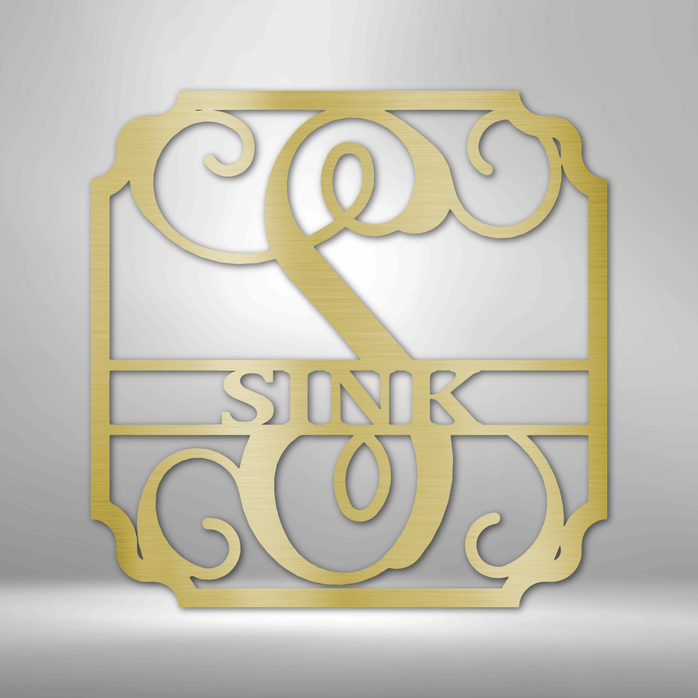 Steel Monogram with family name in the center