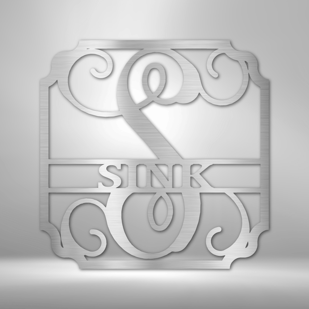 Steel Monogram with family name in the center