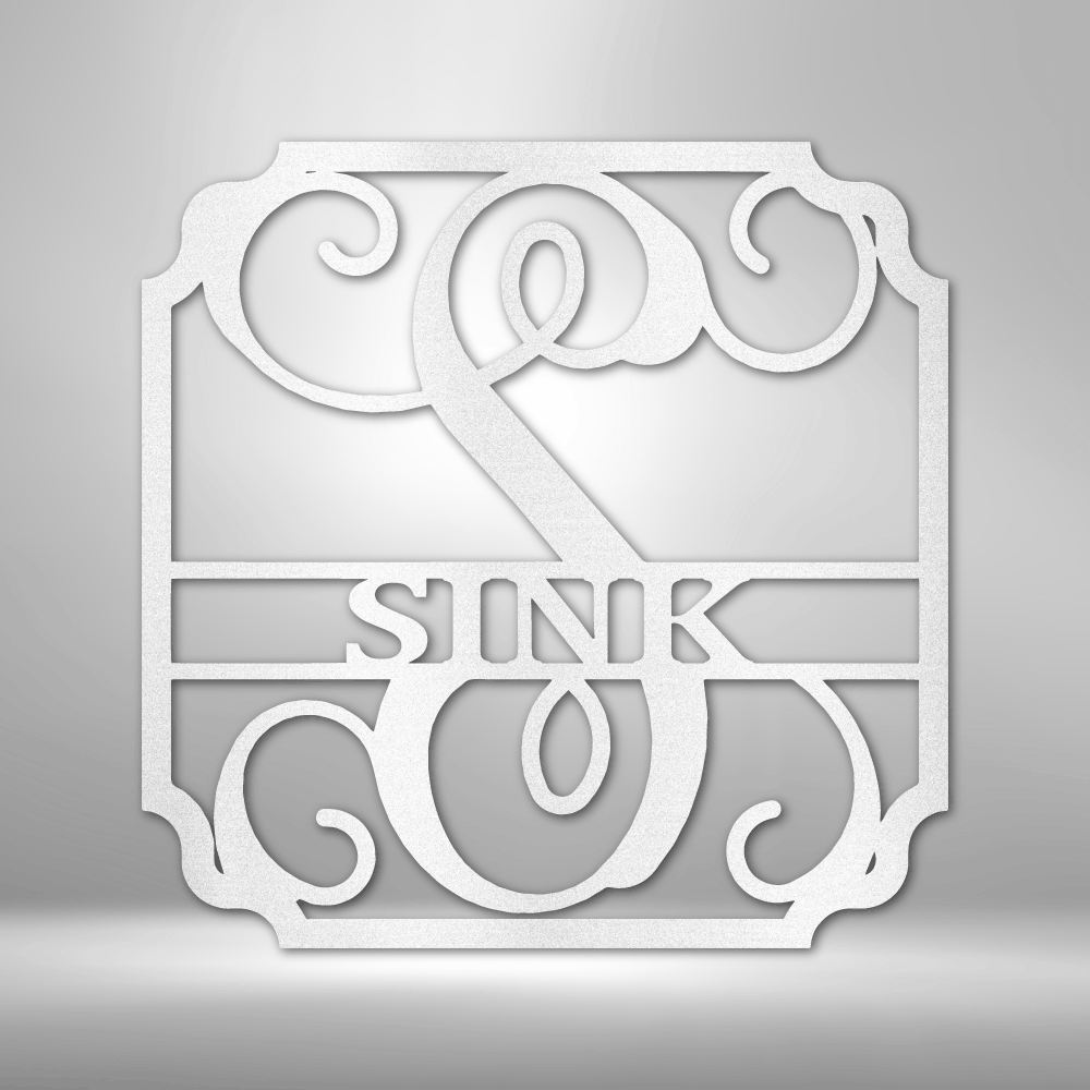 Steel Monogram with family name in the center 