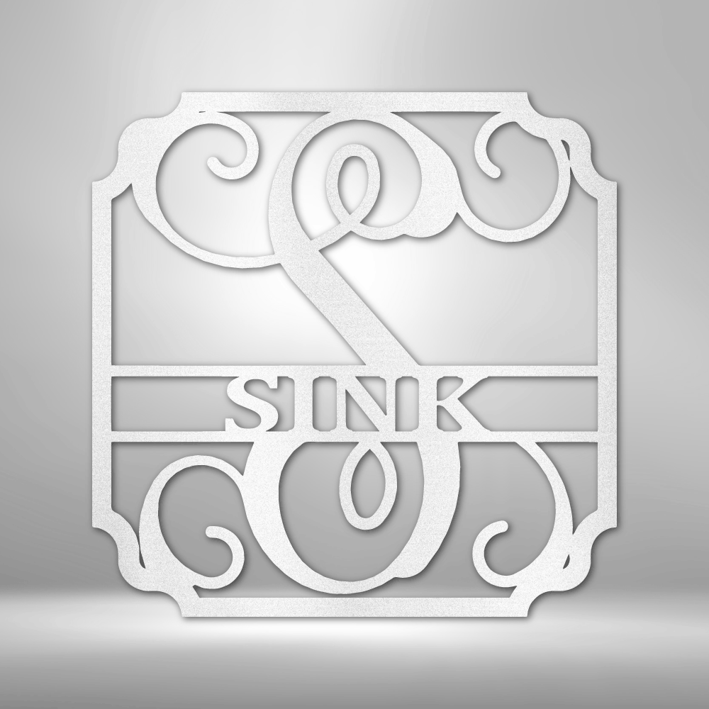Steel Monogram with family name in the center