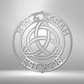 metal wall art sign of a Celtic Knot that you can pesonalize with your own names, date or text. Hang this during as home decor on your wall. This picture shows the design in the color silver