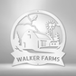 Metal wall art sign of a barn farm house with a custom family name. Hang this as home decor on your wall. The picture shows the custom steel sign in the color white