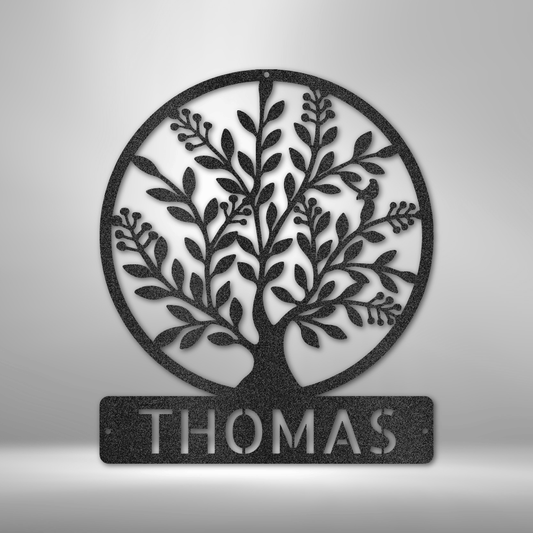 Simple Tree Monogram - Steel Sign