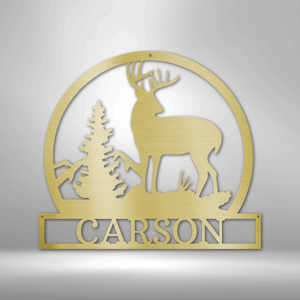 Outdoor Buck Monogram - Steel Sign