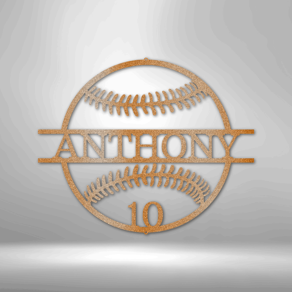 Name and Number Baseball - Custom Metal Sign
