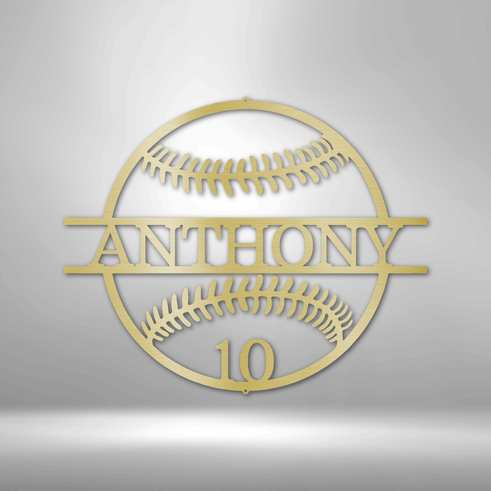 Name and Number Baseball - Custom Metal Sign