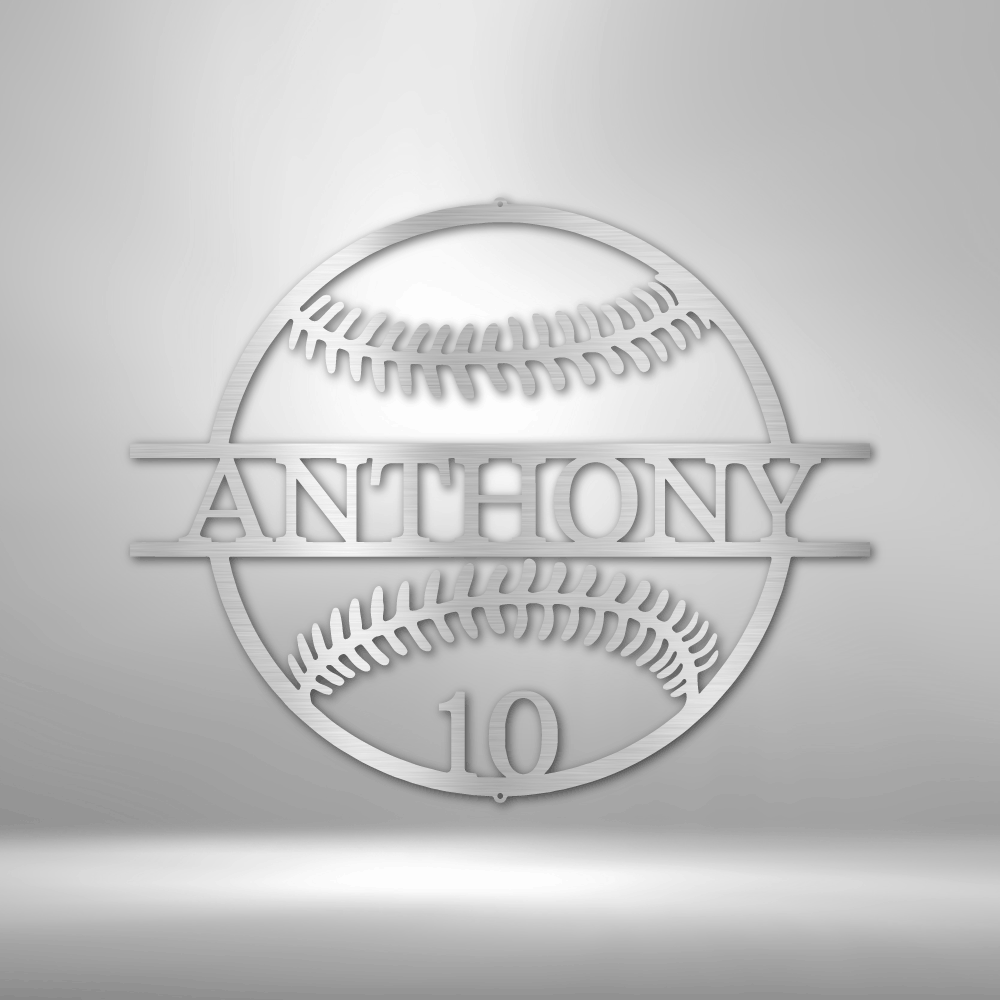 Name and Number Baseball - Custom Metal Sign