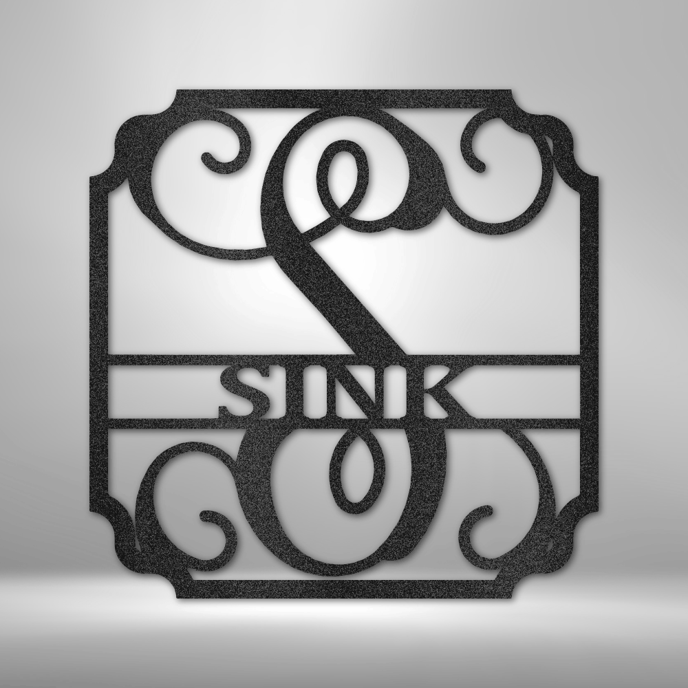 Steel Monogram with family name in the center 